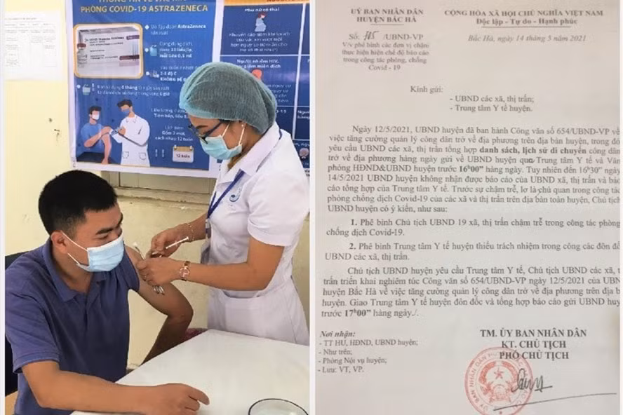 Lãnh đạo UBND huyện Bắc Hà (tỉnh Lào Cai) phê bình 19 lãnh đạo các xã, thị trấn trên địa bàn chậm trễ, lơ là, chủ quan trong phòng chống dịch COVID-19. Ảnh: laodong.vn