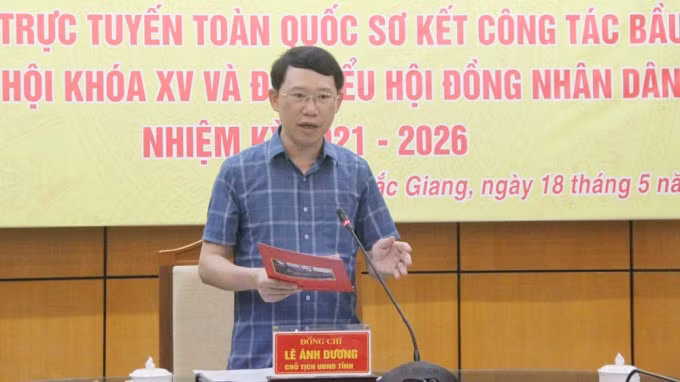 Chủ tịch UBND tỉnh Bắc Giang Lê Ánh Dương phát biểu tại hội nghị.