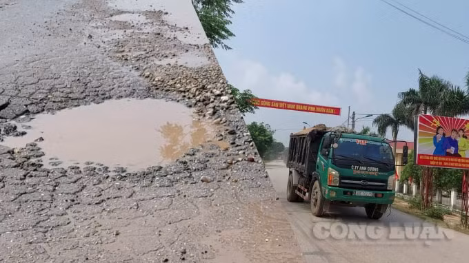 Nhiều xe có dấu hiệu quá khổ quá tải chạy làm tuyến đường đang xuống cấp nghiêm trọng...