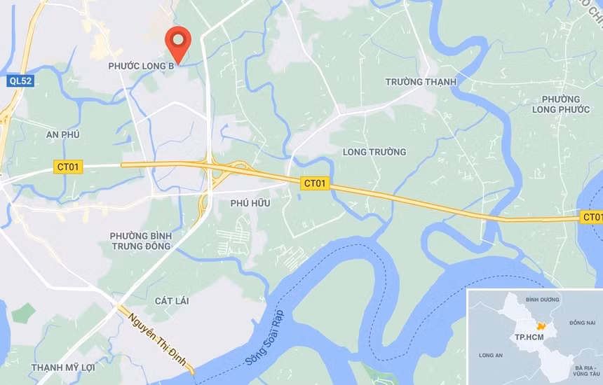 Vụ việc được phát hiện trên kênh Rạch Chiếc, TP. Thủ Đức. Ảnh: Google Maps