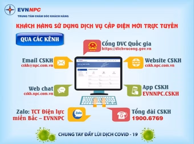 Khuyến nghị khách hàng sử dụng dịch vụ điện cấp điện mới trực tuyến.