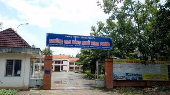 Trường Cao đẳng nghề Bình Phước nơi loạt cán bộ bị kỷ luật.