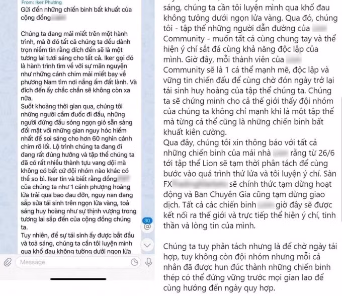 Tâm thư của lãnh đạo sàn forex L. Group.