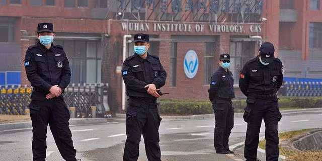 Nhân viên an ninh bảo vệ Viện Virus học Vũ Hán, Trung Quốc - Ảnh: AFP