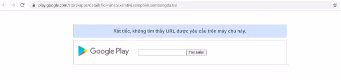 Ứng dụng VINATV đã bị xóa trên chợ ứng dụng Google Play Store