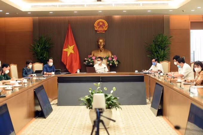 Cuộc họp trực tuyến giữa Thường trực Ban Chỉ đạo với lãnh đạo tỉnh Bình Dương về công tác phòng, chống dịch COVID-19.