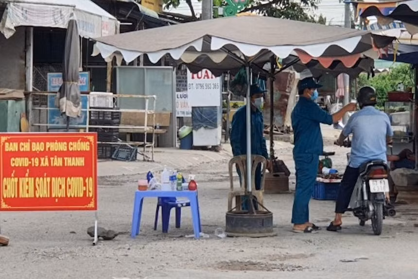 Hình ảnh chợ Tân Thanh ở huyện Cái Bè được phong tỏa. Ảnh: Zingnews.vn
