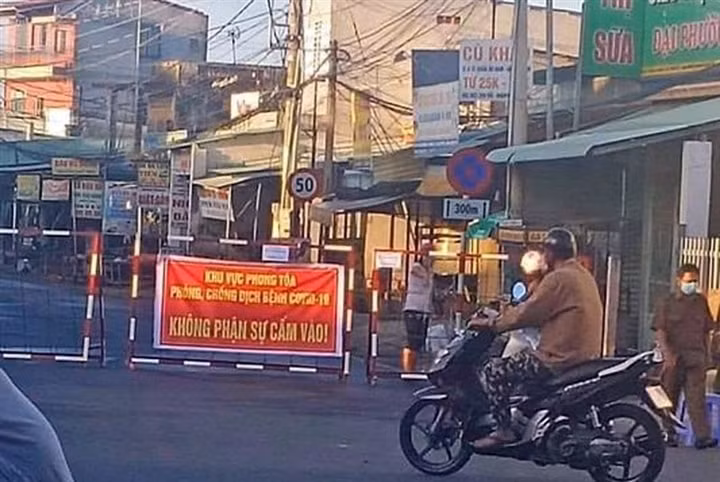 Khu vực phong tỏa tại xã Đại Phước, huyện Nhơn Trạch. Ảnh: vtc.vn