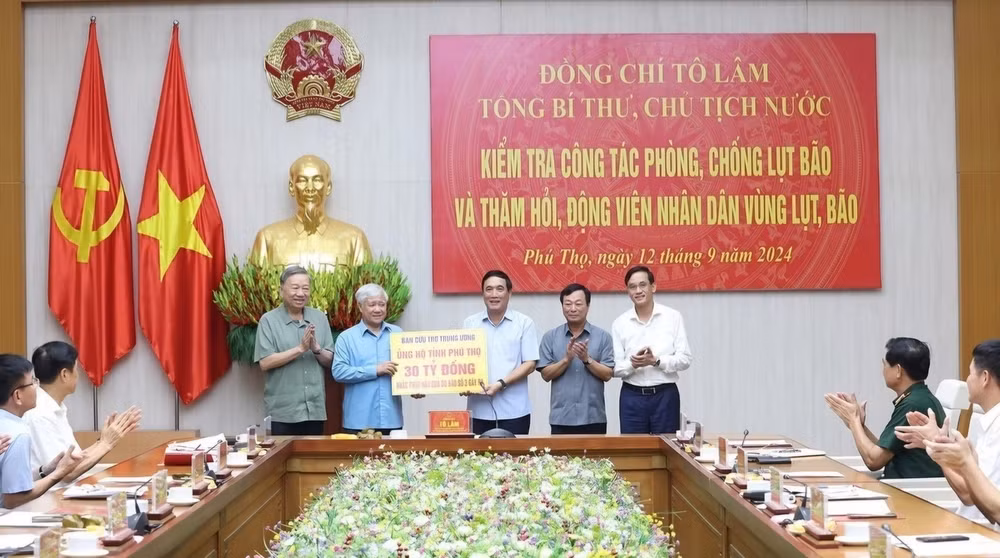 tong bi thu chu tich nuoc to lam kiem tra cong tac phong chong lut bao tai tinh phu tho hinh 3