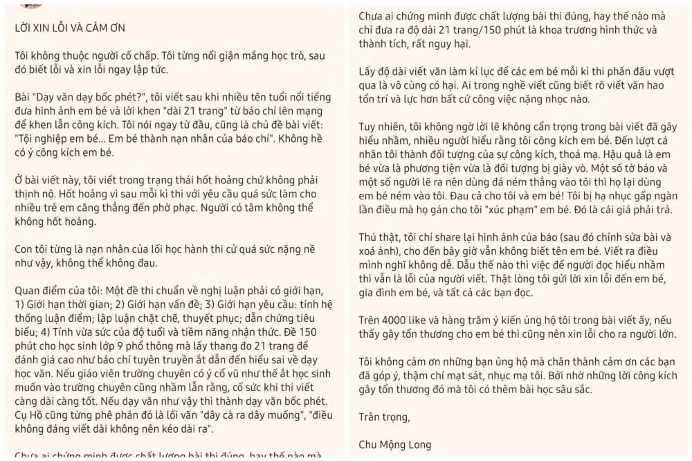 tien si len tieng xin loi sau khi noi thu khoa viet van dai 21 trang khong co nao hinh 1