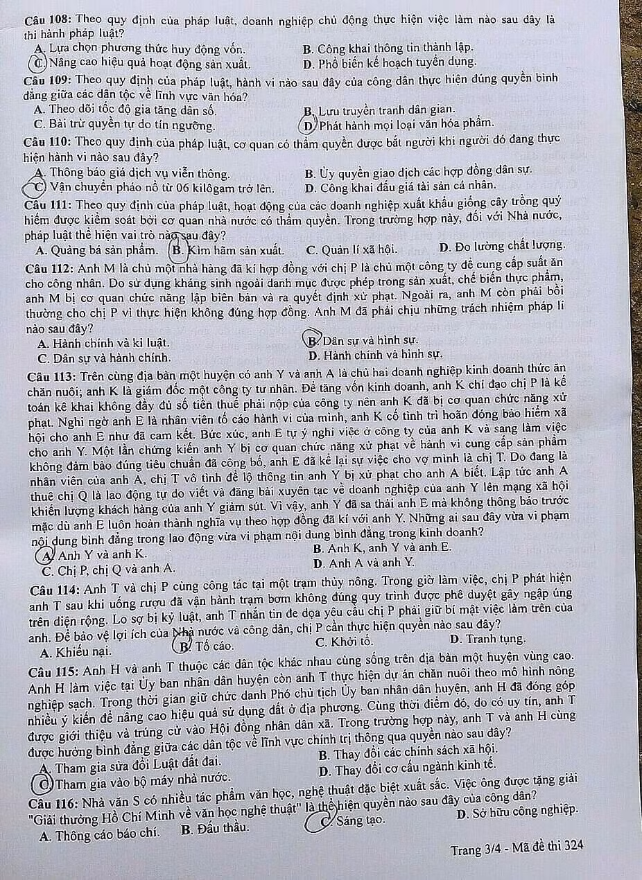 de thi tot nghiep thpt 2023 mon giao duc cong dan ma de 324 hinh 3