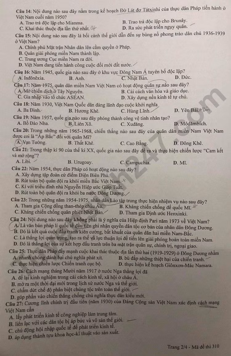 de thi tot nghiep thpt 2023 mon lich su ma de 310 hinh 2