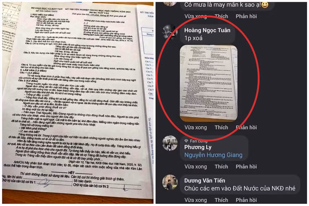 bo cong an vao cuoc xac minh nghi van lo de thi tot nghiep thpt mon ngu van hinh 1