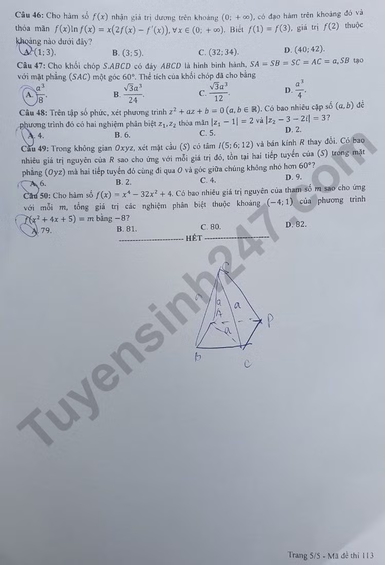 de thi tot nghiep thpt 2023 mon toan ma de 113 hinh 5