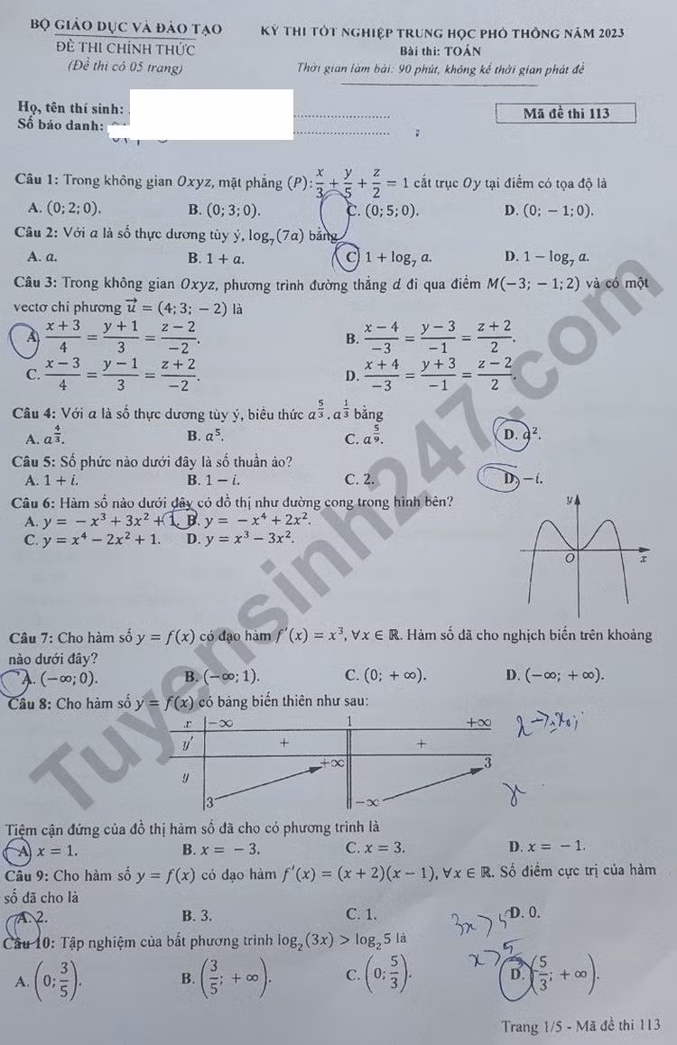 de thi tot nghiep thpt 2023 mon toan ma de 113 hinh 1