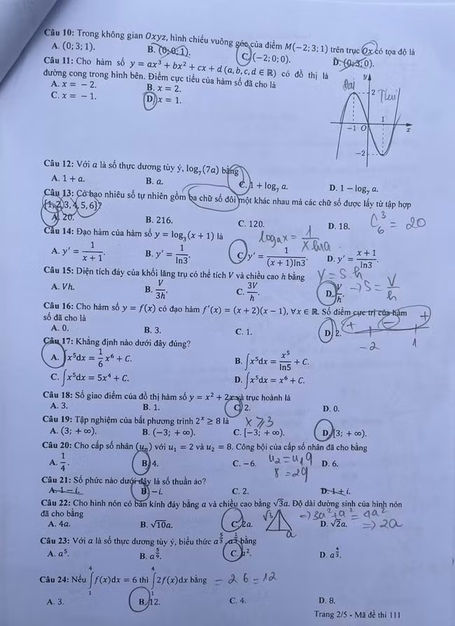 de thi tot nghiep thpt 2023 mon toan ma de 111 hinh 2