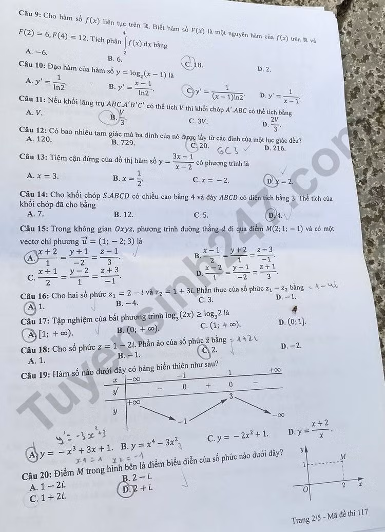 de thi tot nghiep thpt 2023 mon toan ma de 117 hinh 2