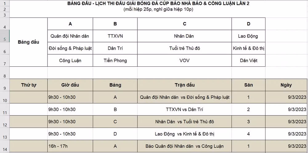 lich thi dau giai bong da cup nha bao va cong luan lan thu ii 2023 hinh 2