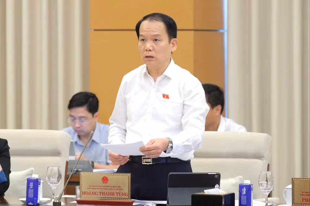Chủ nhiệm Ủy ban Pháp luật và Tư pháp Hoàng Thanh Tùng phát biểu