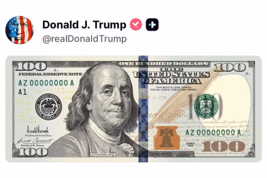 Tổng thống Donald Trump đăng ảnh tờ 100 USD mang chữ ký cá nhân