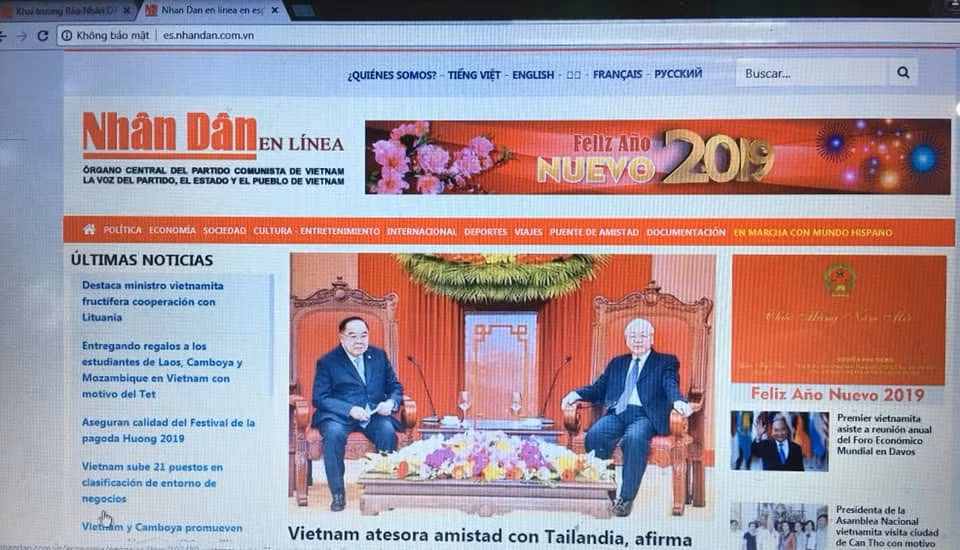 Giao diện báo Nhân dân điện tử tiếng Tây Ban Nha