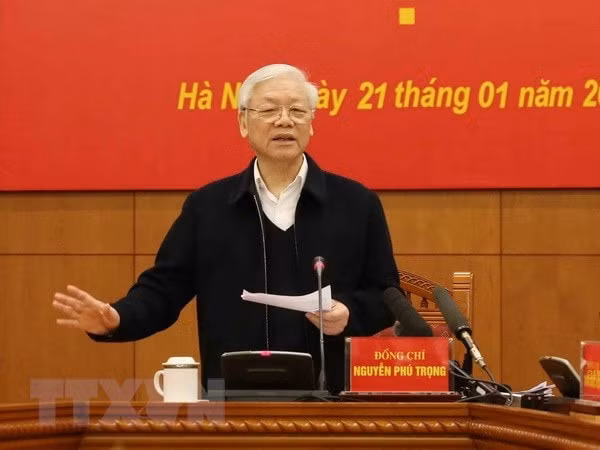 Tổng Bí thư, Chủ tịch nước Nguyễn Phú Trọng phát biểu kết luận phiên họp. Ảnh: TTXVN