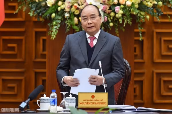 Thủ tướng Nguyễn Xuân Phúc phát biểu tại cuộc gặp mặt. Ảnh: VGP
