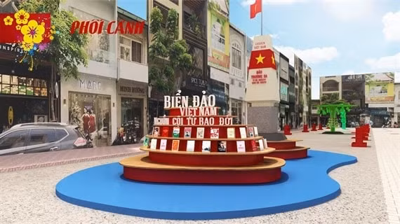 Phối cảnh cột mốc chủ quyền biển đảo Việt Nam tại đường sách Tết Kỷ Hợi. Ảnh: BTC