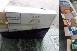 Cảnh sát giao thông xử lý 1 xe ô tô khách chở hàng hóa nhập lậu tại tỉnh An Giang