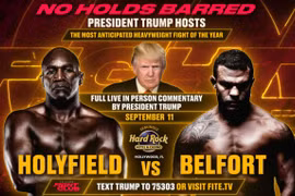 Tay đấm huyền thoại Evander Holyfield đấu với Vitor Belfort trước sự chứng kiến của Donald Trump