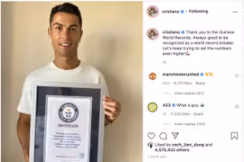 Ronaldo nhận kỷ lục Guinness nhờ ghi 111 bàn thắng cho tuyển Bồ Đào Nha