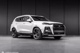 Hyundai SantaFe trông hầm hố hơn sau khi sở hữu gói độ thân rộng của hãng Carlex Design