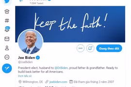 Lượt theo dõi Twitter của ông Joe Biden tăng vọt sau vụ hỗn loạn ở Điện Capitol