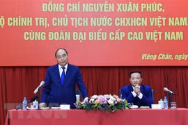 Chủ tịch nước gặp gỡ đại diện cộng đồng và doanh nghiệp Việt Nam tại Lào