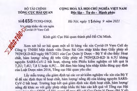 Yêu cầu giám định lô vắc xin Vero Cell nhập của Trung Quốc của một doanh nghiệp