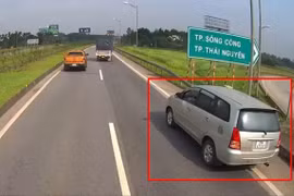 Thái Nguyên: Xe Innova đi lùi trên cao tốc Hà Nội – Thái Nguyên