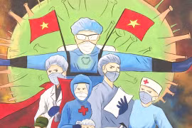Độc đáo tranh tường cổ động phòng chống dịch