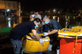 Những xe hàng đầu tiên chở đầy ắp rau củ, cá tươi đã về chợ đầu mối Bình Điền