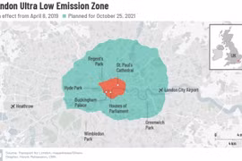 Thủ đô London công bố Khu đóng phí ô nhiễm không khí xuyên suốt 24 giờ lần đầu tiên trên thế giới