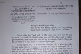 TAND quận 9 cần sớm đưa vụ kiện từ 2012 ra xét xử theo luật định