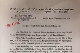 Cục Báo chí yêu cầu Tạp chí điện tử Làng mới báo cáo về việc một nhà báo bị "tố" lộng ngôn