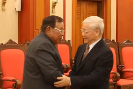 Tổng Bí thư, Chủ tịch nước Nguyễn Phú Trọng tiếp Tổng Bí thư, Chủ tịch nước Lào