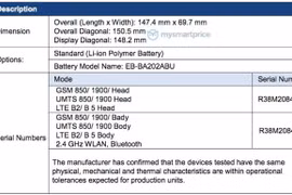 Samsung Galaxy A20e trang bị chip Exynos 7885, RAM 3 GB đạt chứng nhận FCC