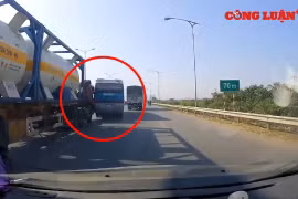 Video giao thông: Xe khách suýt gây tai nạn vì tạt đầu xe bồn chở hóa chất