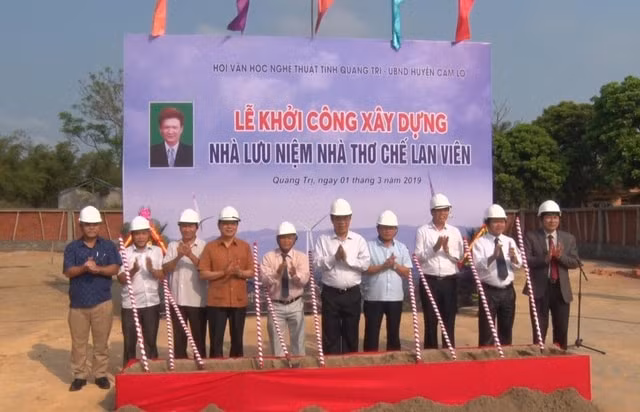 Lễ khởi công công trình Nhà lưu niệm nhà thơ Chế Lan Viên. Ảnh: BaoTNMT