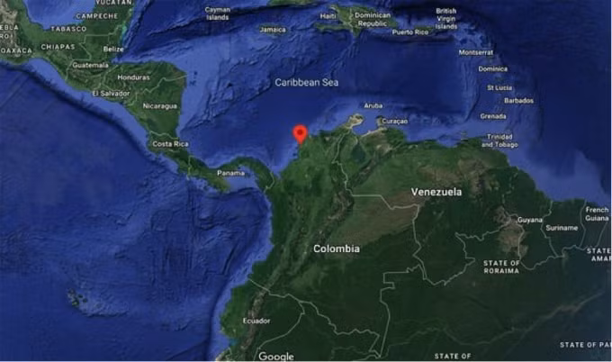 Kho báu của con tàu nằm ngay ngoài khơi Colombia. (Nguồn: Google Maps).