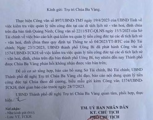 thanh pho uong bi quang ninh de nghi chua ba vang bao cao bo sung so lieu tien cong duc hinh 1