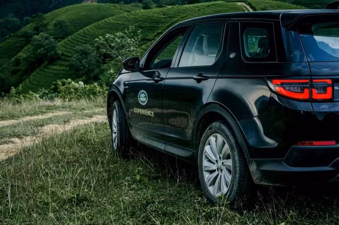 Land Rover Discovery Sport trên đỉnh đồi chè