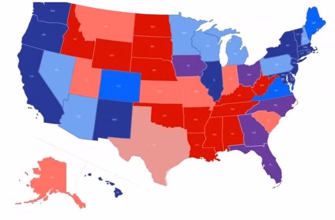 Tổng thống Donald Trump muốn hy vọng tái cử buộc phải giành chiến thắng ở 5 bang quan trọng gồm Georgia, Ohio, Iowa, North Carolina và Florida - Ảnh: Alia Chughtai/Al Jazeera