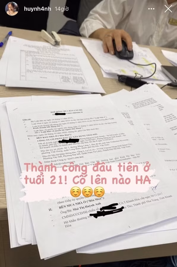 Bản hợp đồng tậu nhà mới của bạn gái Quang Hải được đăng tải trên MXH. Ảnh: bongda24h.vn